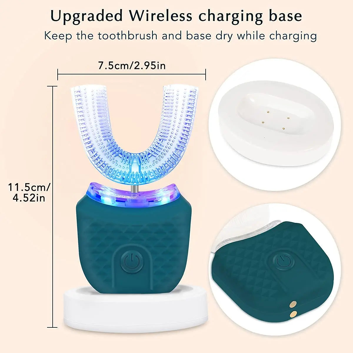 Adult U-Shaped Automatic Toothbrush 360° Full Mouth Whitening Wireless Charging Waterproof Brush Ultrasonic Electric Toothbrush